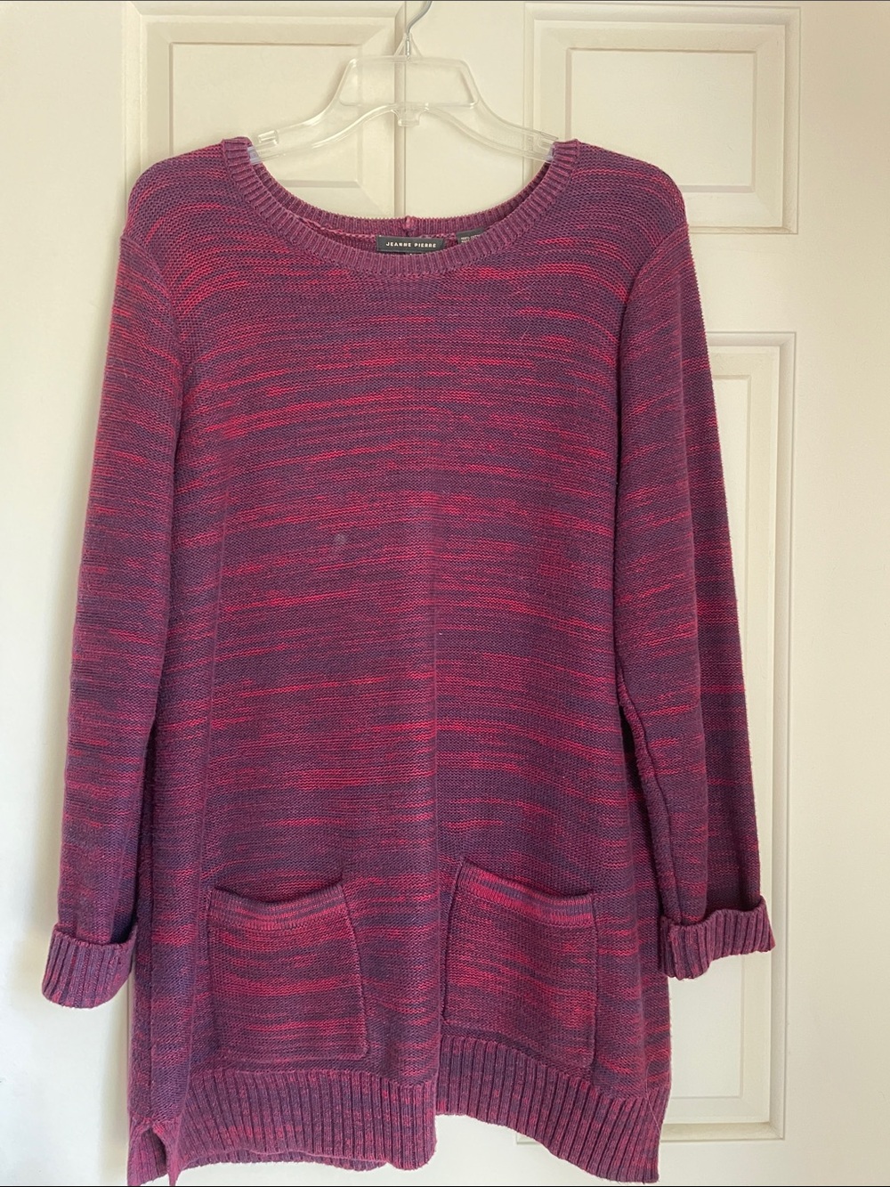 JEANNE PIERRE Purple and Pink Marled Crewneck Sweater